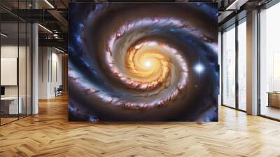 Swirling Galaxy in Cosmic Voyage, Celestial Dance of Stars and Nebula, Dynamic Galactic Core with Distant Planet and Glowing Energy in Space, Stunning Visual of Dark Matter and Stellar Formation (10) Wall mural