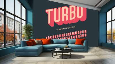 turbo vintage handcrafted 3d alphabet. vector illustration Wall mural