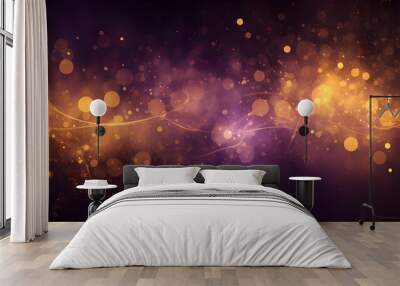 An abstract background with shiny glitter gold and purple confetti sprinkled all over
 Wall mural