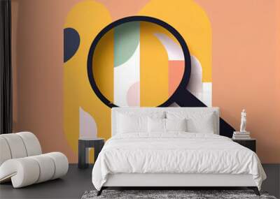 magnifying glass with graph icon zoom lens design web search	 Wall mural