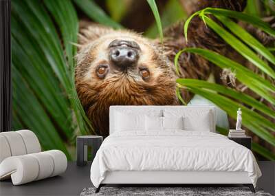 Portrait of a sloth in the wild Wall mural