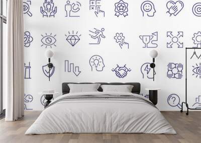 Success and growth thin line icons set Wall mural