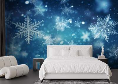 christmas snowy winter snowflakes falling background cinematic Wall mural