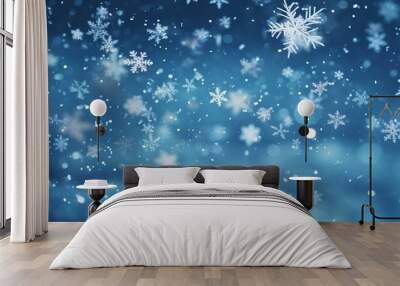 christmas snowy winter snowflakes falling background cinematic Wall mural