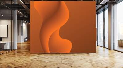 3D orange and brown wave flowing across gradient background for poster, cover and backdrop design Wall mural