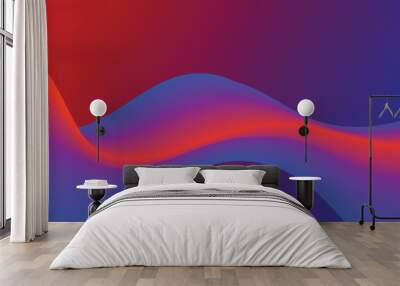 Abstract background with 3D flowing red and blue gradient wave fluid for motion and energy concept Wall mural