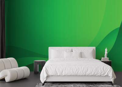 Abstract green background with gradient wavy border and blank space for movement, dynamic, energy concept Wall mural