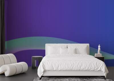 Abstract long background with green wave flowing on purple and blue gradient space for modern design Wall mural