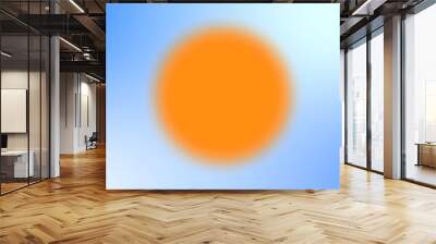 Empty orange circle blurring on a blue and white gradient background for modern minimal design Wall mural