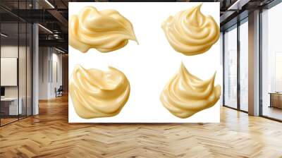 Realistic dollops of smooth and creamy yellow sauce, isolated element set for food and cosmetic illustration Wall mural