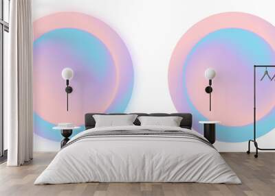 Two pastel holographic gradient circles element for website digital media decoration design Wall mural