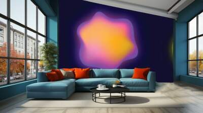 Vibrant gradient abstract fluid shapes with a glowing effect, isolated editable design element set Wall mural