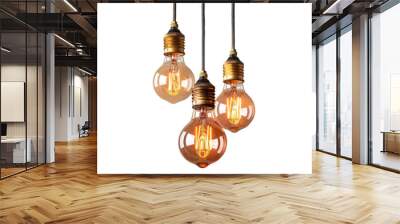 Retro Lighting: Vintage Edison Bulb Pendant Light Isolated On Transparent Background Wall mural