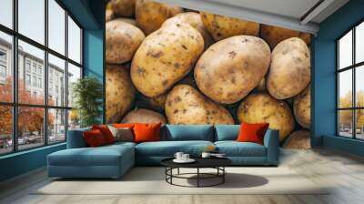 fresh organic potatoes with natural textures, symbolizing wholesome, nutritious food Wall mural