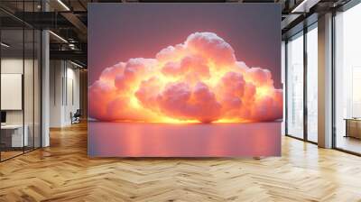 glowing white cloud icon symbolizes online data and digital storage, representing modern technology and cloud computing with a clean, futuristic aesthetic Wall mural