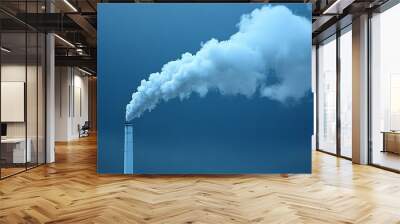 industrial complex with factories emitting thick smoke into the atmosphere, symbolizing environmental pollution and CO2 emissions. Represents climate change, industrialization, and ecological damage Wall mural