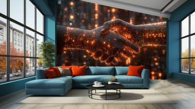 professional handshake between two businessmen, symbolizing trust, partnership, and mutual agreement. The image conveys professionalism, collaboration, and the beginning of a successful business relat Wall mural