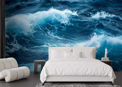 sea surface, capturing the essence of chaos and fluidity. The raw, unfiltered style emphasizes the unpredictable nature and dynamic movement of water Wall mural