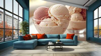 variety of ice cream flavors, showcasing a tempting assortment of sweet treats and textures Wall mural