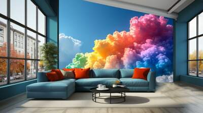 vibrant, full-surface texture showcasing a rainbow of colors, symbolizing diversity, unity, and hope. This visually striking pattern represents inclusivity and the beauty of combined elements Wall mural