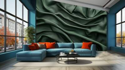 vibrant green fabric texture, symbolizing growth, renewal, and tranquility. The rich color evokes feelings of harmony and nature, perfect for creative projects focused on sustainability Wall mural