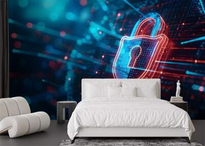 cyber security and private data business protection Wall mural