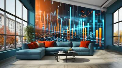 digital financial chart candlestick graph in stock market Wall mural