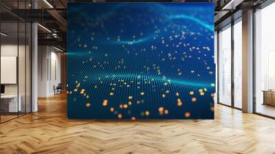  Abstract technology big data concept. Big data binary code futuristic information technology, data flow. Transferring of big data and storage of block chain, server,  hi-speed internet. 3D Rendering. Wall mural