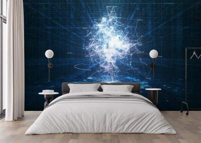 Artificial intelligence (AI) animation and big data concept Wall mural