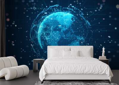 Global network connection and data connections concept. Wall mural