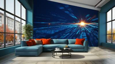 Speed of digital lights background. Wall mural