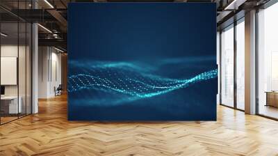 Technology digital wave background concept.Beautiful motion waving dots texture with glowing defocused particles. Cyber or technology background. Wall mural