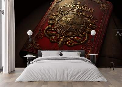 book with a red cover 3d illustration background Wall mural