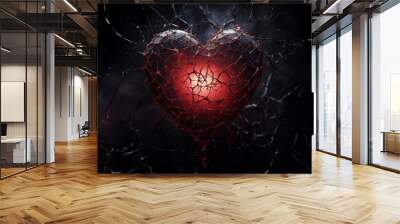 heart in the dark, spider web in a shape of heart digital hd wallpaper Wall mural