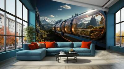 Future of travel, space tourism train Wall mural