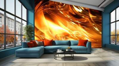 Metal background and flames reflecting off its surface. Gnerative AI Wall mural