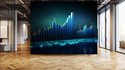 business market chart graph 3d Wall mural