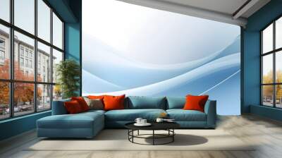 Soft blue waves flow gracefully against a gentle gradient background Wall mural