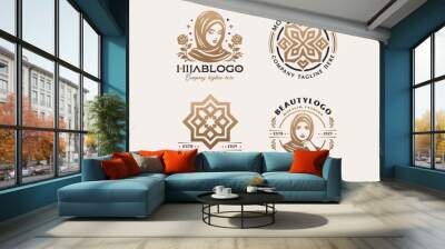 Beauty elegant hijab arabic woman logo design for business company Wall mural