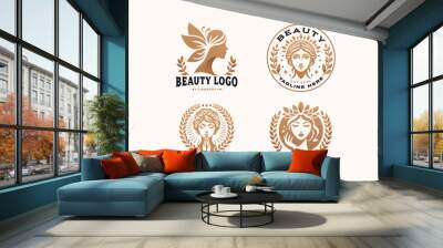 Vector elegant beauty woman salon logo design collections for company Wall mural