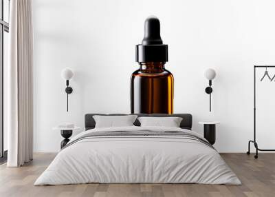 A brown glass bottle with a sleek black dropper is showcased, embodying elegance and sophistication Wall mural