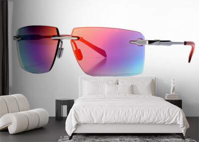 A pair of stylish sunglasses resting on a pristine white background Wall mural