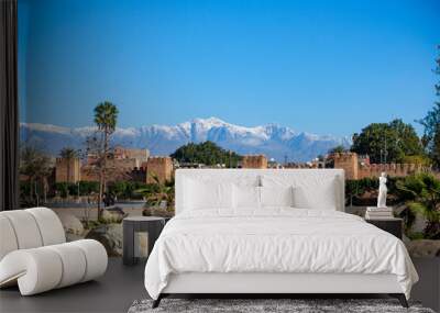 Taroudant city, Morocco, wide landscape with towers and mountains view Wall mural