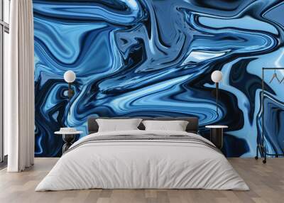 Abstract blue  liquid fluid texture marble background premium vector Wall mural