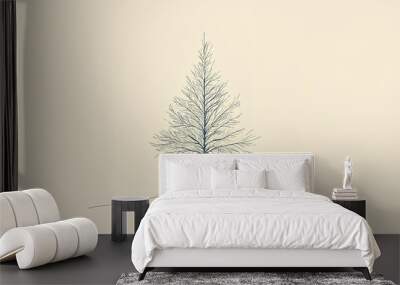 A minimalist Christmas design featuring a simple white tree outline on a plain background, with a single red ornament hanging from a branch Wall mural