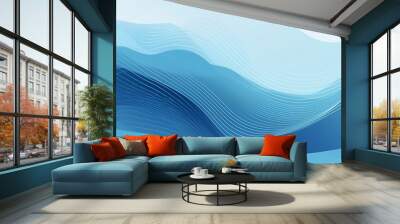 A blue background with waves. Created with Generative AI tools. Wall mural