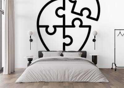 problem solving icon with light bulb and puzzle Wall mural