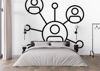 Social network or work networking icon with people and diagrams Wall mural