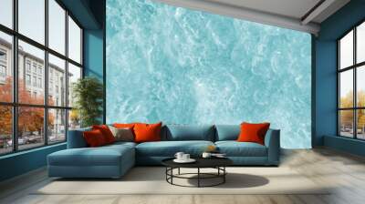 Abstract transparent water texture, bubbling clear water as textured background, purity and beauty of nature, natural ripples and waves on white turquoise aquatic surface, nature environment Wall mural