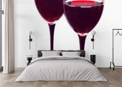 Two glasses of red wine on white Wall mural